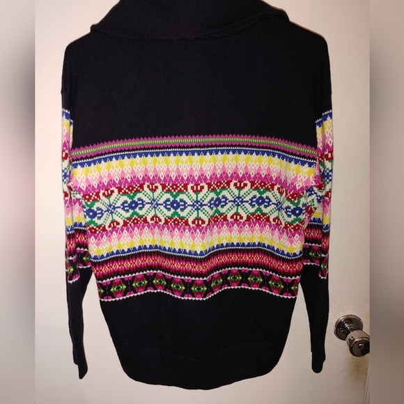 Half Zip Mockneck Fair Isle  Wool blend Sweater Sz.S NWT - Picture 5 of 8